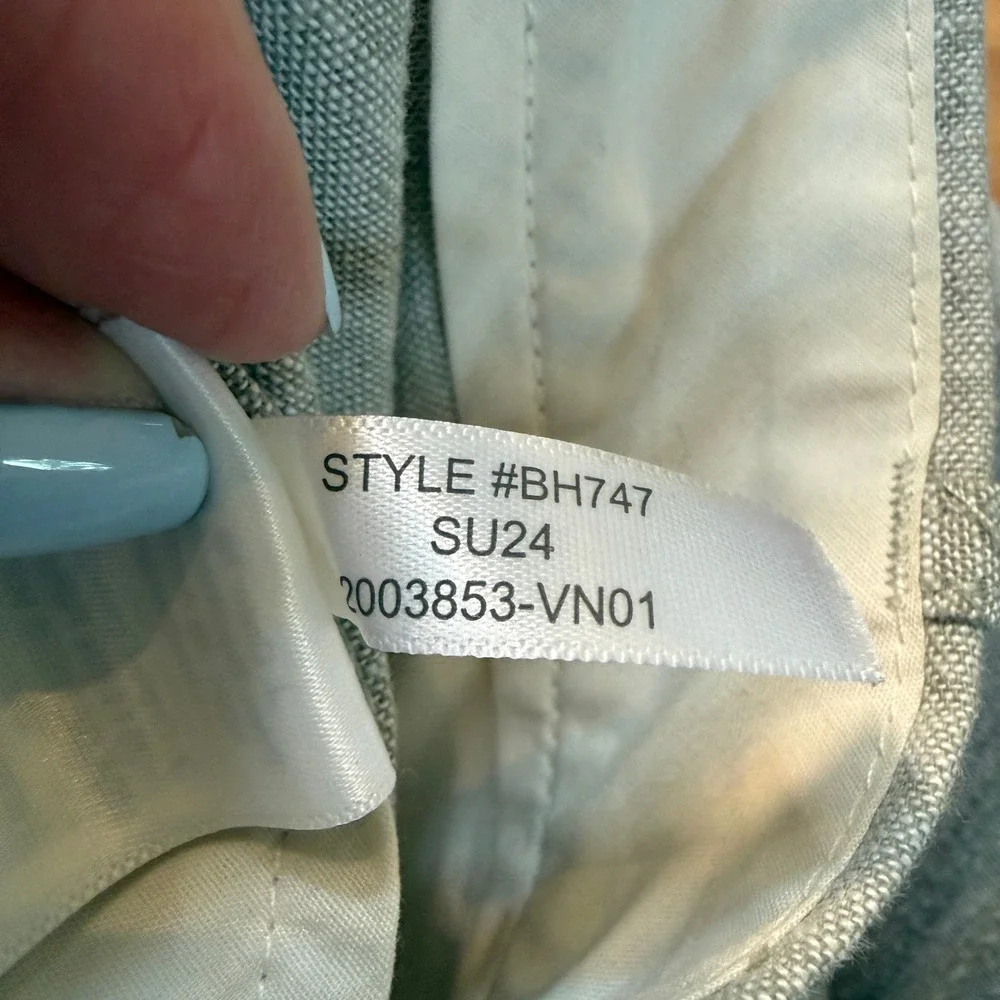J.Crew Straight Linen Blend Pants Men 38x32 Heather Light Green Preppy Academia